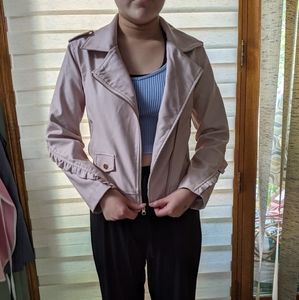 Faux leather Pink with ruffle accent